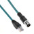 Mencom MDE45P-4MP-RJ45-1M Ethernet, Cordset, 4 Pole, M12 D-Coded Male Straight (IP69) / RJ45 Plug (IP20), 1M, Teal, PUR | American Cable Assemblies