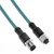 Mencom MDE45-8MFP-3M Ethernet, Cordset, 8 Pole, M12 Male Straight / M12 Female Straight, 3M, Teal, PVC | American Cable Assemblies