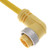 Mencom MIN-6MP-12-R MIN Size I, Cordset, 6 Pole, Male Right Angle, 12 Ft, 8A, Yellow, PVC | American Cable Assemblies