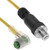 Mencom MDC-3MFRP-1.5M-PNP MDC, PNP Lighted, Cordset, 3 Pole, Male Straight / Female Right Angle, 1.5M, 4A, Yellow, PVC, Nickel Plated Brass | American Cable Assemblies