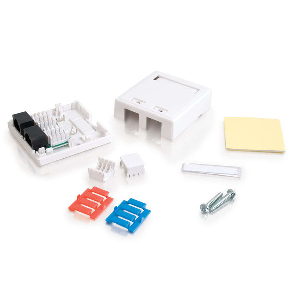 CAT5E SURFACE MOUNT BOX 2-PORT WHT - 03837