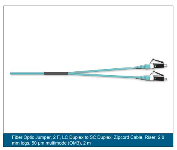 LC Duplex MM/ SC Duplex MM, OM3 2F, Zipcord Riser, 1M - 055702T5120001M