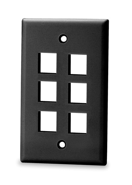 6-Port Single Gang Keystone Faceplate w/o Labeling , Black - SKF-6-BK {Qty. 10, $1.46/ea.}