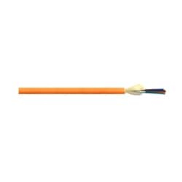 Indoor Single Unit Distribution Fiber Cable, Plenum Rated, 6-Fibers, OM1 TeraGain 62.5/125um Fiber, Round Configuration, Dielectric Aramid, Flame Retardant PVC Orange Jacket 440066G01