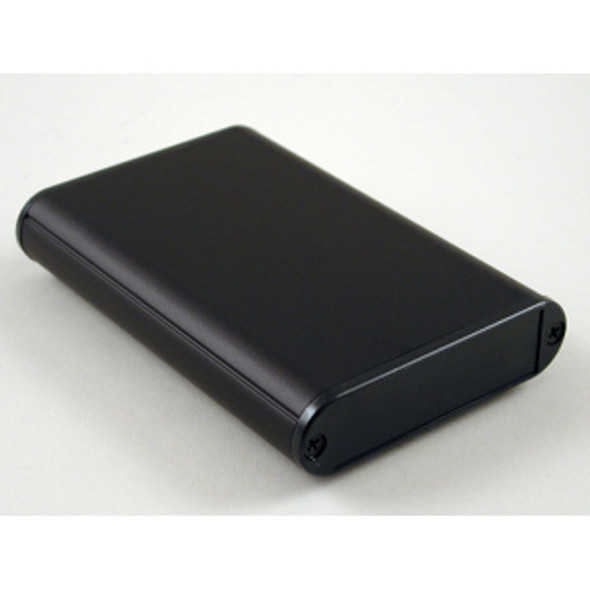 Hammond Manufacturing 1455B1002BK black extruded aluminum enclosure w/ plastic end panels