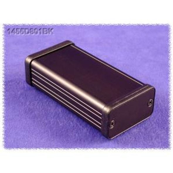 Hammond Manufacturing 1455D801BK black extruded aluminum enclosure w/ metal end panels