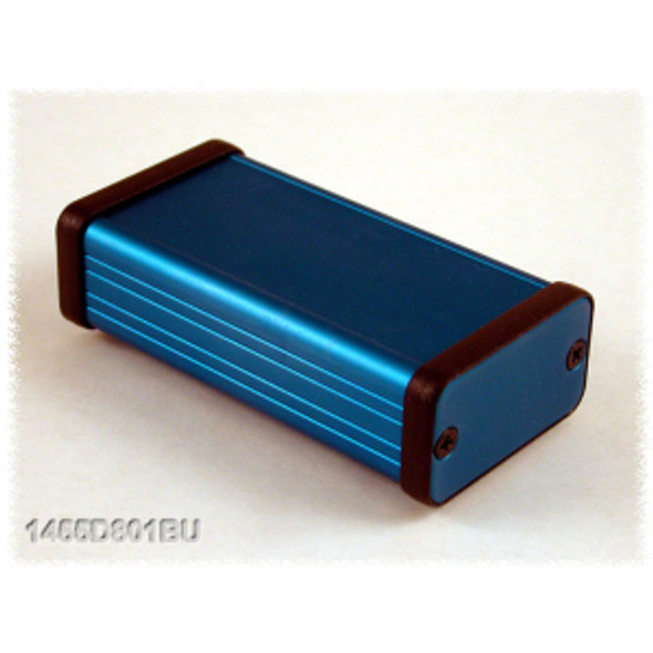Hammond Manufacturing 1455D801BU blue extruded aluminum enclosure w/ metal end panels