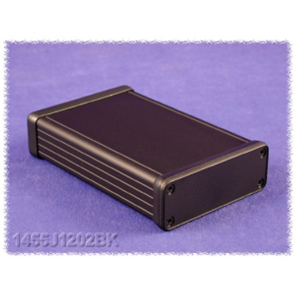 Hammond Manufacturing 1455J1202BK black extruded aluminum enclosure w/ plastic end panels