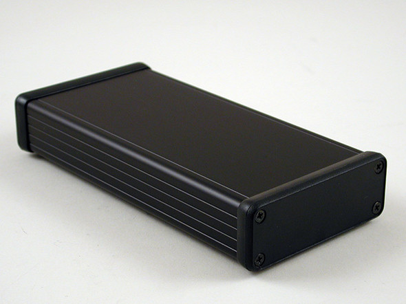 Hammond Manufacturing 1455J1602BK black extruded aluminum enclosure w/ plastic end panels