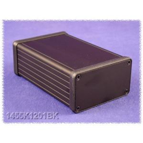 Hammond Manufacturing 1455K1201BK black extruded aluminum enclosure w/ metal end panels