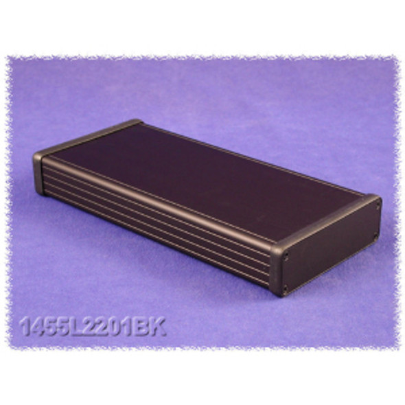 Hammond Manufacturing 1455L2201BK black extruded aluminum enclosure w/ metal end panels