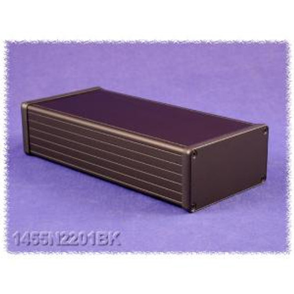 Hammond Manufacturing 1455N2201BK black extruded aluminum enclosure w/ metal end panels