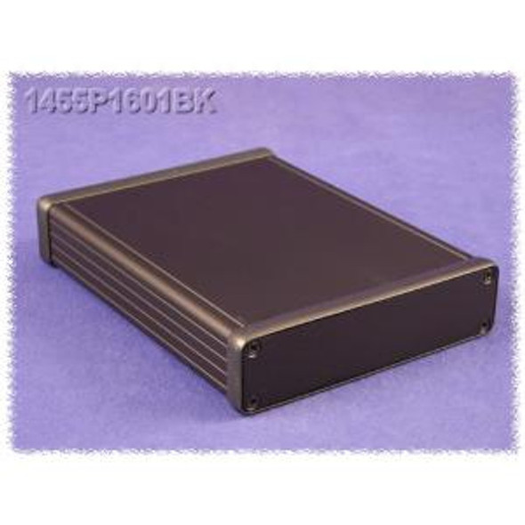 Hammond Manufacturing 1455P1601BK black extruded aluminum enclosure w/ metal end panels
