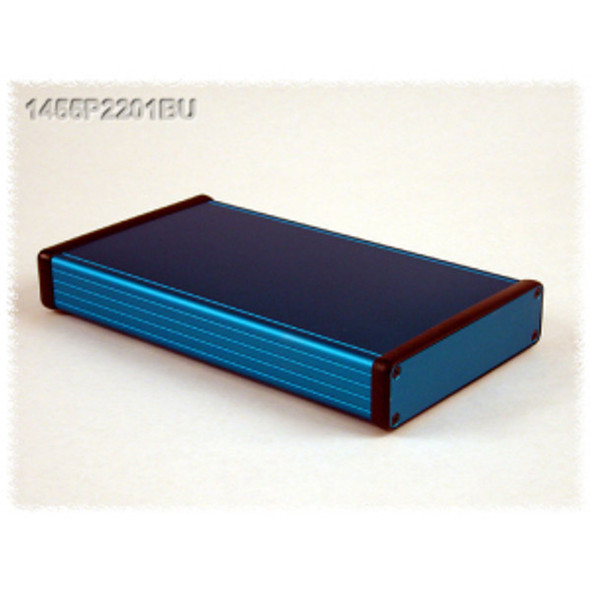 Hammond Manufacturing 1455P2201BU blue extruded aluminum enclosure w/ metal end panels