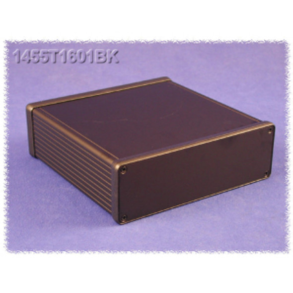 Hammond Manufacturing 1455T1601BK black extruded aluminum enclosure w/ metal end panels