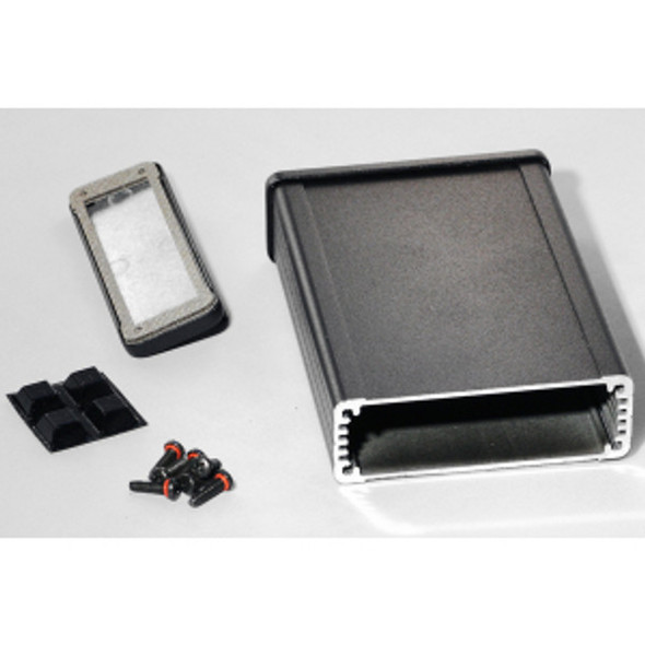 Hammond Manufacturing 1457J1202EBK black EMI/RFI shielded extruded aluminum enclosure flanged panels 4.73x3.30x1.12
