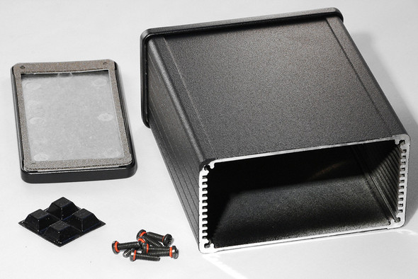 Hammond Manufacturing 1457N1201EBK black EMI/RFI shielded extruded aluminum enclosure 4.73x4.09x2.15