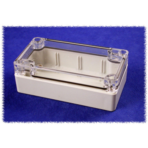 Hammond Manufacturing 1554C2GYCL RAL7035 grey polycarb plastic watertight enclosure, clear lid