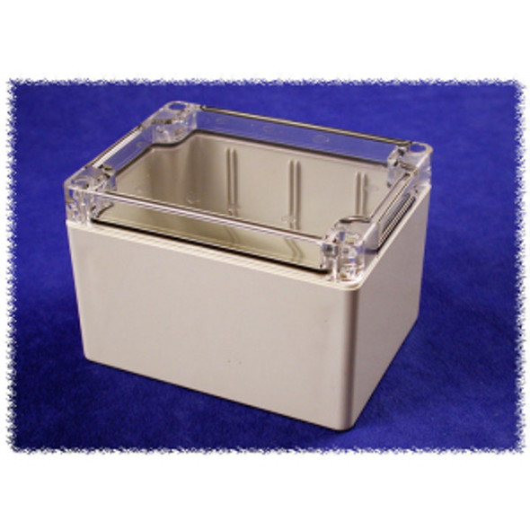 Hammond Manufacturing 1554G2GYCL RAL7035 grey polycarb plastic watertight enclosure, clear lid