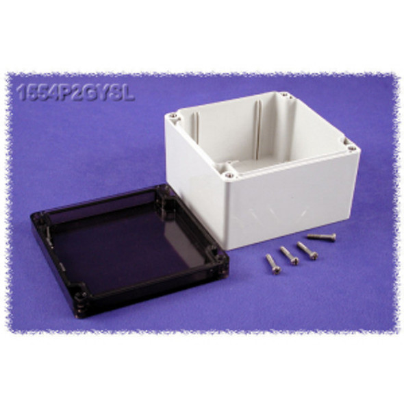 Hammond Manufacturing 1554P2GYSL RAL7035 grey polycarb plastic watertight enclosure, smoked lid