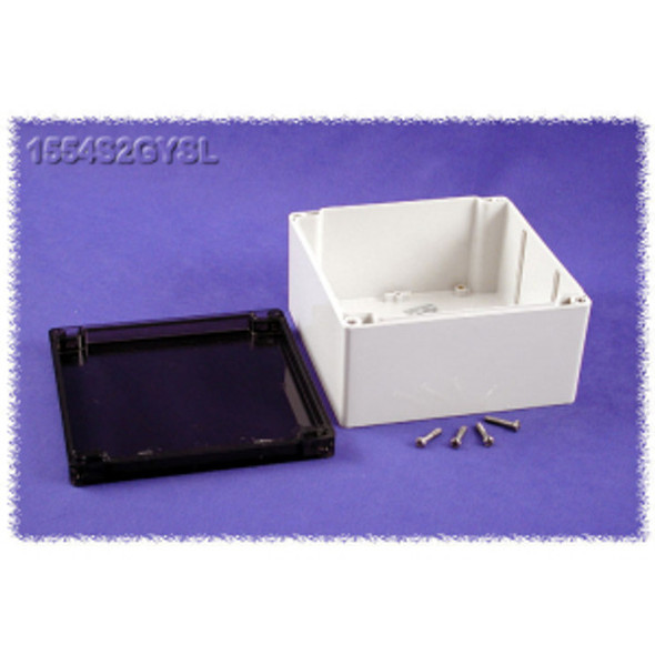 Hammond Manufacturing 1554S2GYSL RAL7035 grey polycarb plastic watertight enclosure, smoked lid
