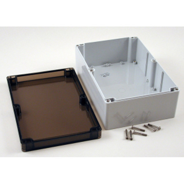 Hammond Manufacturing 1554VA2GYSL RAL7035 grey polycarb plastic watertight enclosure, smoked lid