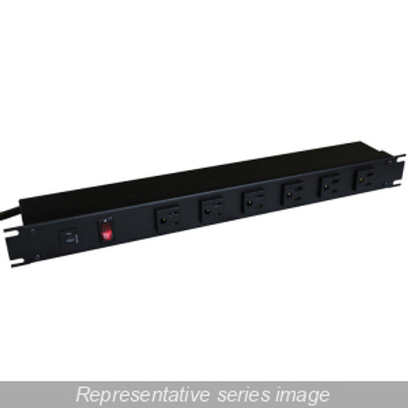 Hammond Manufacturing 1582T6C1 15A Single-Phase 125V 6-Outlet Rack Mount Basic PDU