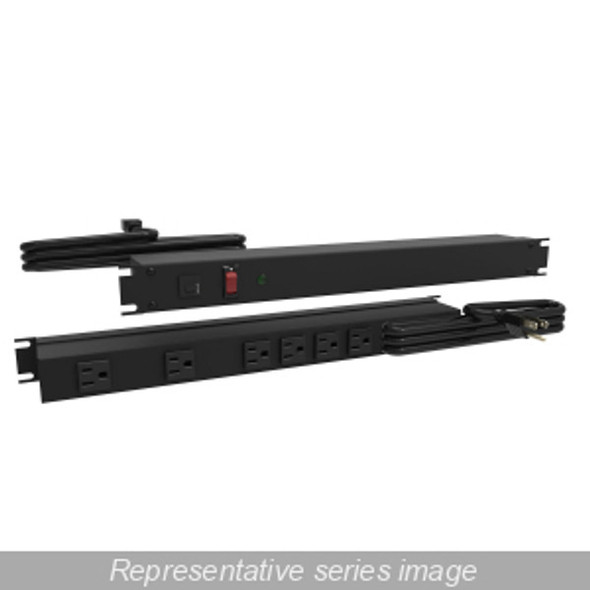 Hammond Manufacturing 1583H6A1SBK 15A 6-Outlet Rack Mount Basic PDU