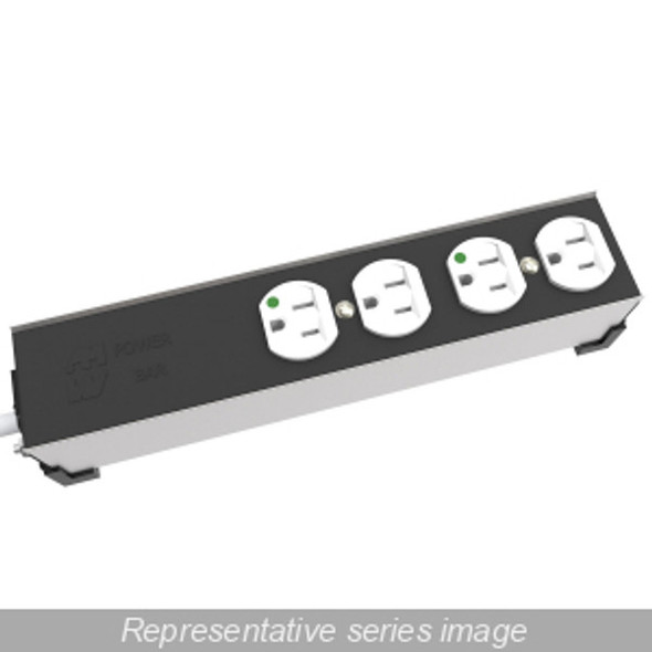 Hammond Manufacturing 1584T4DH Medical" 15A H.D. 4 Outlet Strip, 12 ft. cord - Outlets Front - Black