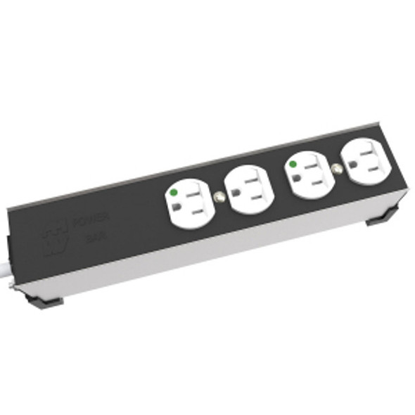Hammond Manufacturing 1584T4DH6 Medical" 15A H.D. 4 Outlet Strip, 6 ft. cord - Outlets Front - Black