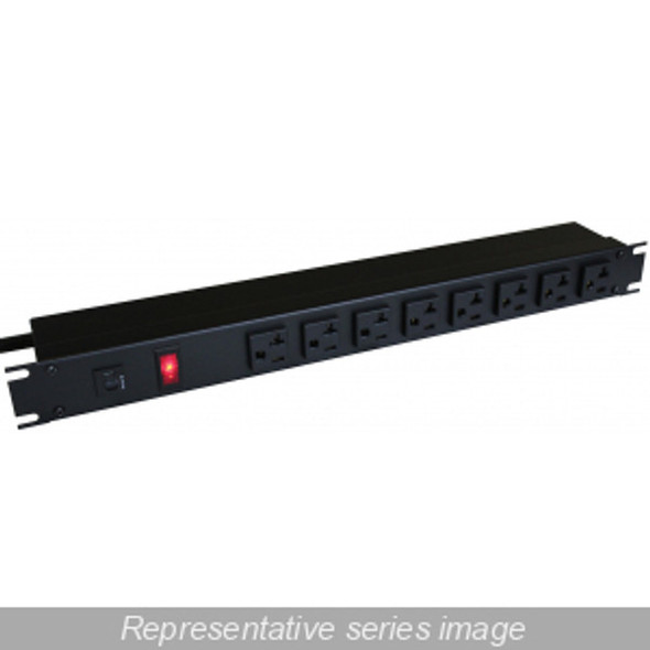 Hammond Manufacturing 1589T8G1BKRR 20A RACKMOUNT, 8 REC ON REAR