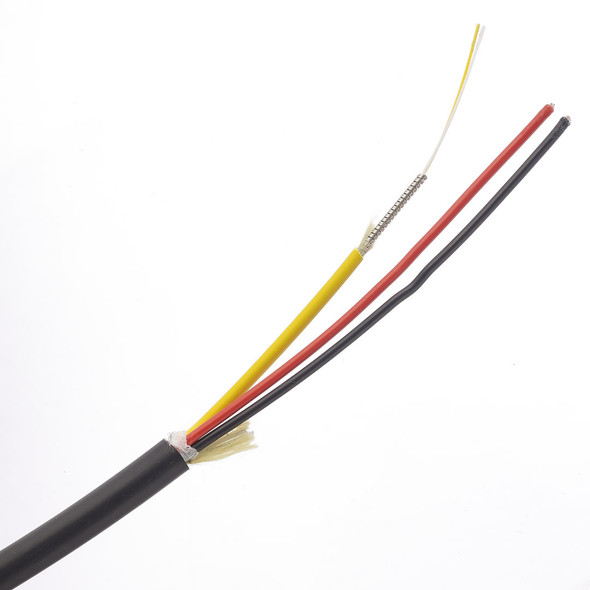 4 Fiber OS2 900um Plenum Armored Fiber Optic Cable with 2×12 AWG Conductors