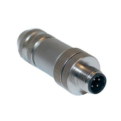 Mueller BU-12ZS33-PG9 M12 Connector, 4-Position Male Straight, 18-22AWG