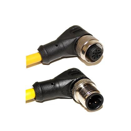 Mueller C3BD04M002 M12 Cord, 3-Pos Male Right Angle-Female Right Angle, 22AWG, 2M