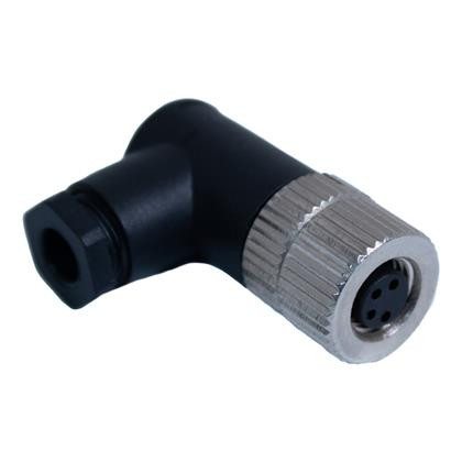 Mueller BU-8ZU08 M8 Connector, 4-Position Female Right Angle, 22-26AWG