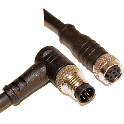 Mueller C86BC03M010 M8 Cord, 6-Pos Male Right Angle-Female Straight, 26AWG, 10M