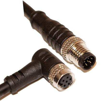 Mueller C86AD03M002 M8 Cord, 6-Pos Male Straight-Female Right Angle, 26AWG, 2M