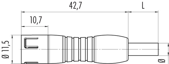 Binder 77-7405-0000-50003-0200 Snap-In IP67 Male cable connector, Contacts: 3, unshielded, moulded on the cable, IP67, PUR, black, 3 x 0.25 mm², 2 m