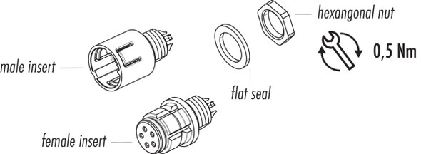 Binder 99-9216-00-05 Snap-In IP67 Female panel mount connector, Contacts: 5, unshielded, solder, IP67