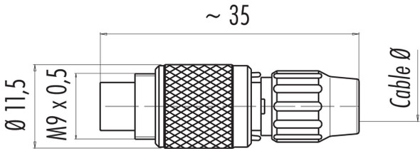 Binder 99-0075-100-03 M9 IP40 Male cable connector, Contacts: 3, 3.0-4.0 mm, unshielded, solder, IP40