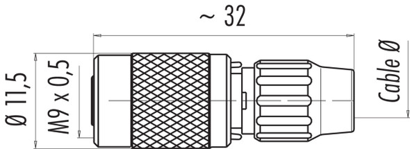 Binder 99-0096-102-05 M9 IP40 Female cable connector, Contacts: 5, 4.0-5.0 mm, unshielded, solder, IP40