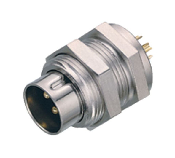 Binder 09-0073-00-02 M9 IP40 Male panel mount connector, Contacts: 2, unshielded, solder, IP40 | American Cable Assemblies