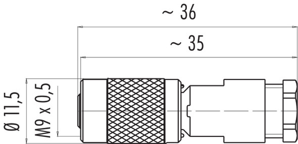 Binder 99-0414-00-05 M9 IP67 Female cable connector, Contacts: 5, 3.5-5.0 mm, unshielded, solder, IP67