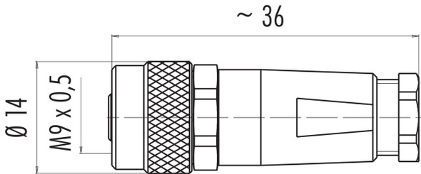 Binder 99-0402-10-02 M9 IP67 Female cable connector, Contacts: 2, 3.5-5.0 mm, shieldable, solder, IP67