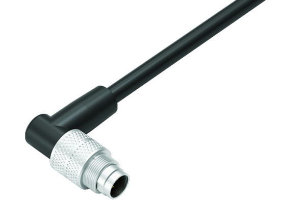 Binder 79-1451-275-03 M9 IP67 Male angled connector, Contacts: 3, unshielded, moulded on the cable, IP67, PUR, black, 3 x 0.25 mm², 5 m | American Cable Assemblies