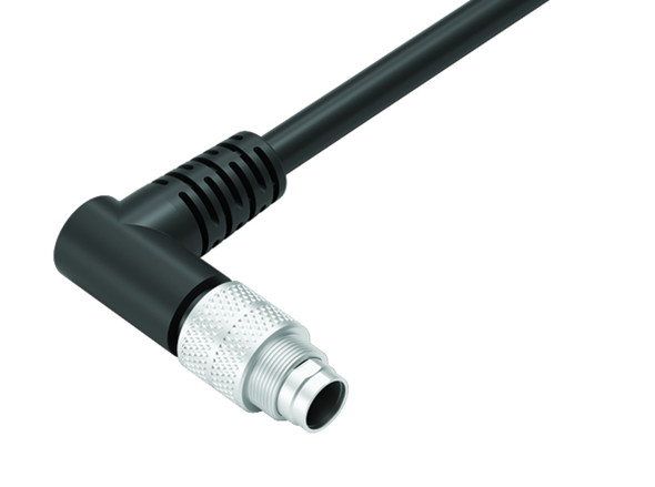 Binder 79-1401-72-02 M9 IP67 Male angled connector, Contacts: 2, shielded, moulded on the cable, IP67, PUR, black, 5 x 0.25 mm², 2 m | American Cable Assemblies
