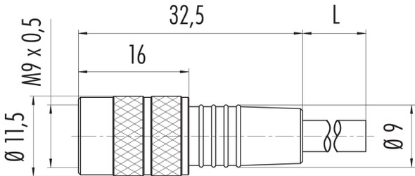 Binder 79-1452-212-03 M9 IP67 Female cable connector, Contacts: 3, unshielded, moulded on the cable, IP67, PUR, black, 3 x 0.25 mm², 2 m