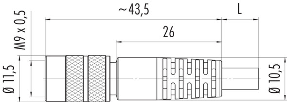 Binder 79-1414-15-05 M9 IP67 Female cable connector, Contacts: 5, shielded, moulded on the cable, IP67, PUR, black, 5 x 0.25 mm², 5 m