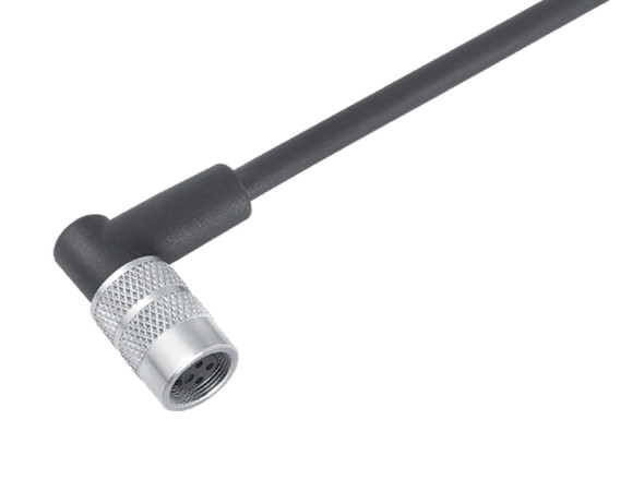 Binder 79-1452-275-03 M9 IP67 Female angled connector, Contacts: 3, unshielded, moulded on the cable, IP67, PUR, black, 3 x 0.25 mm², 5 m | American Cable Assemblies