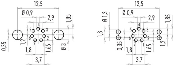 Binder 09-0423-30-07 M9 IP67 Male panel mount connector, Contacts: 7, shieldable, THT, IP67, front fastened